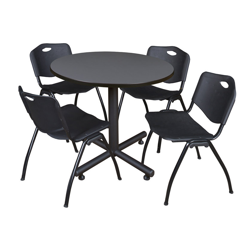 Table de salle de repos Nicklo, Gris, Noir, 29" H x 36" L x 36" D