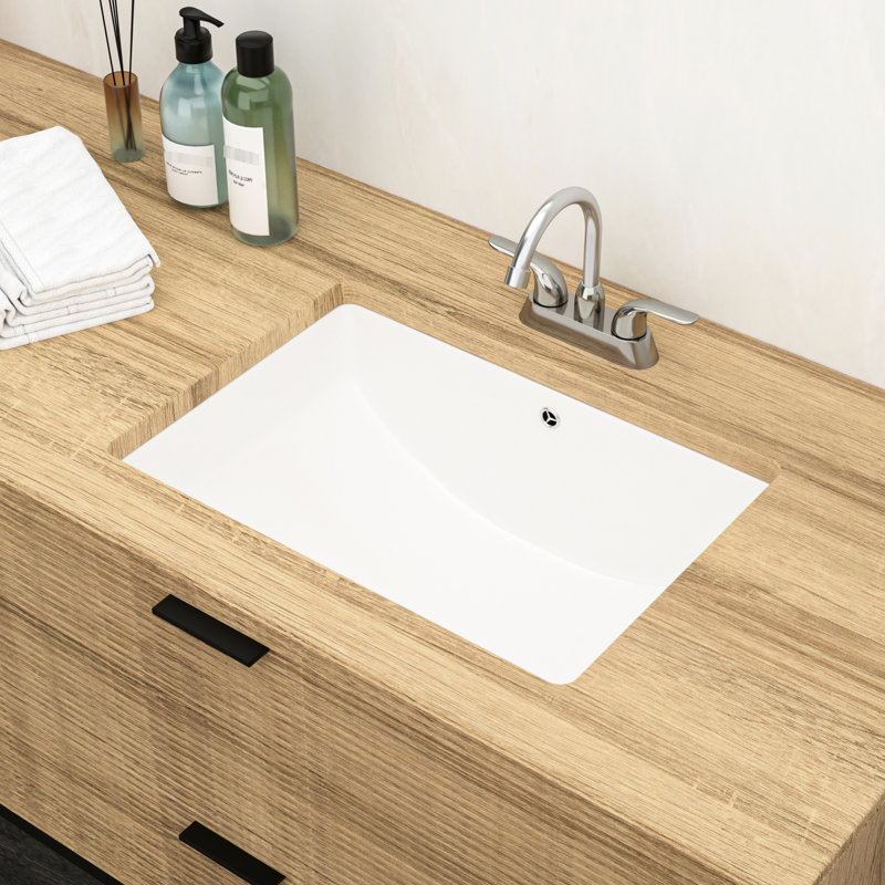 21.5"X15" Ceramic Bathroom Sink Undermount With Overflow - Modern European Inspired Design, Stain , Fits Various Areas Rectangular Classic Style, For Spaces