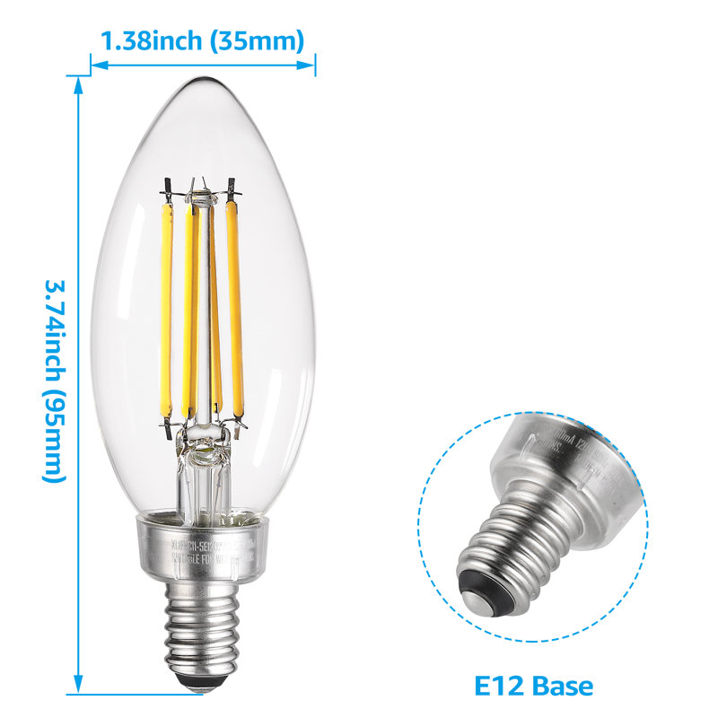 5,5 watts (équivalent à 60 watts), ampoule DEL C11, à intensité variable, blanc chaud (2 700 K) / culot candélabre