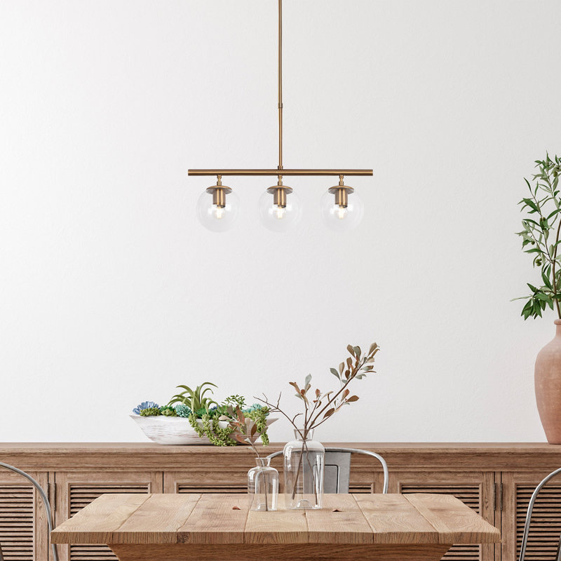 Lustre en forme de globe à 3 lumières pour îlot de cuisine, Bronze, H 13,5 po x l 13,5 po x P 2,3 po