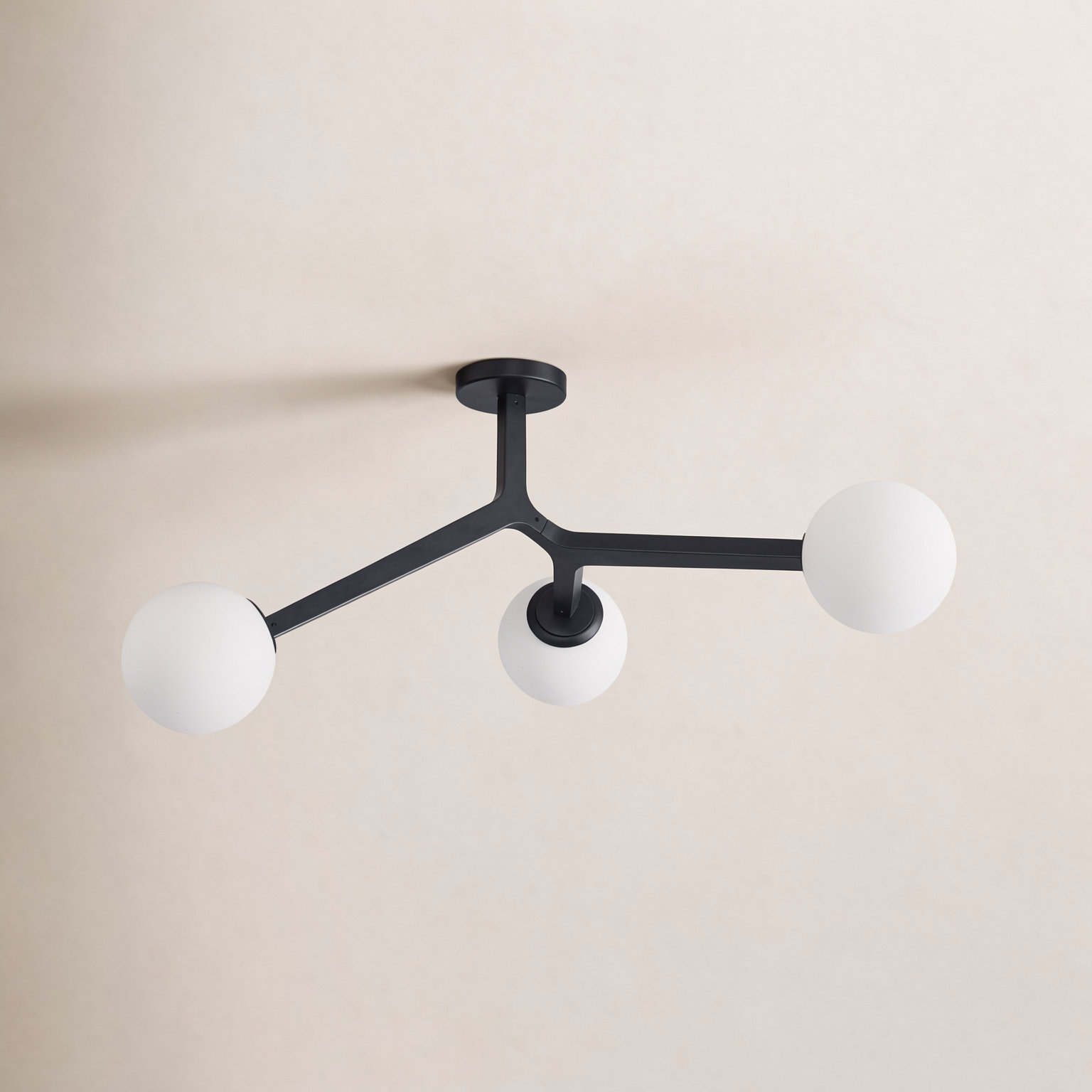 Amarula 3 Light Glass Semi Flush Mount, Black
