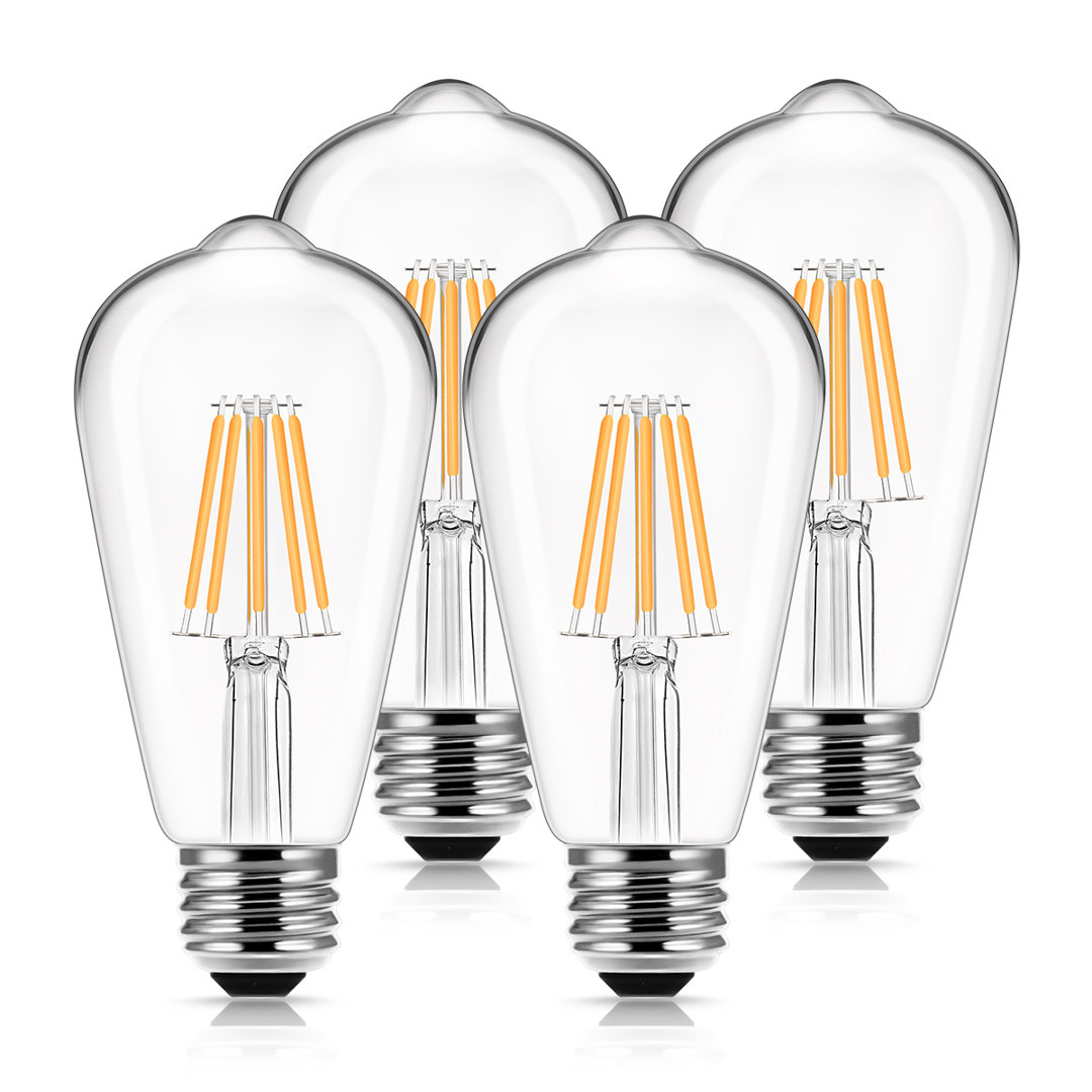 60 Watt Equivalent ST58 E26/Medium(Standard) Edison LED Light Bulb (Set of 4) LOHASLED