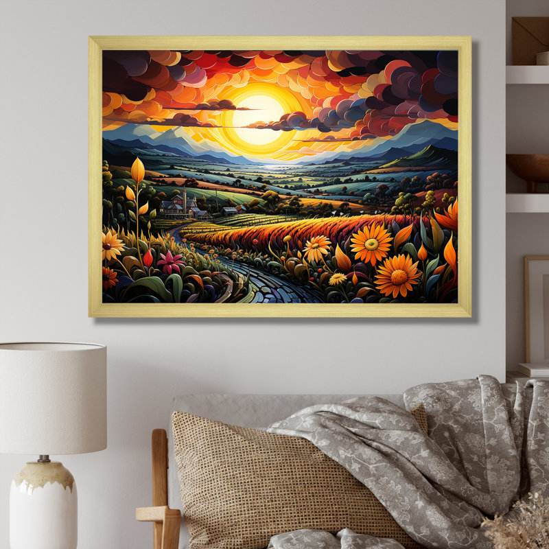 «Whimsical Magical Fields» sur impression sur toile, Cadre doré simple, H 12 po x l 20 po x P 1 po