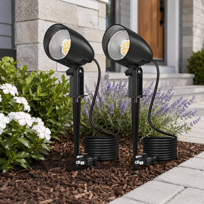 2-Pack 20W IP66 Outdoor Landscape Spotlights with 1880LM High Brightness, 85% Energy Savings, 3-Prong Plug-and-Play Cords for Yards, Pathways, Gardens and Patios