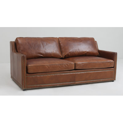 Causeuse à accoudoirs carrés en cuir véritable 75 po Tingley