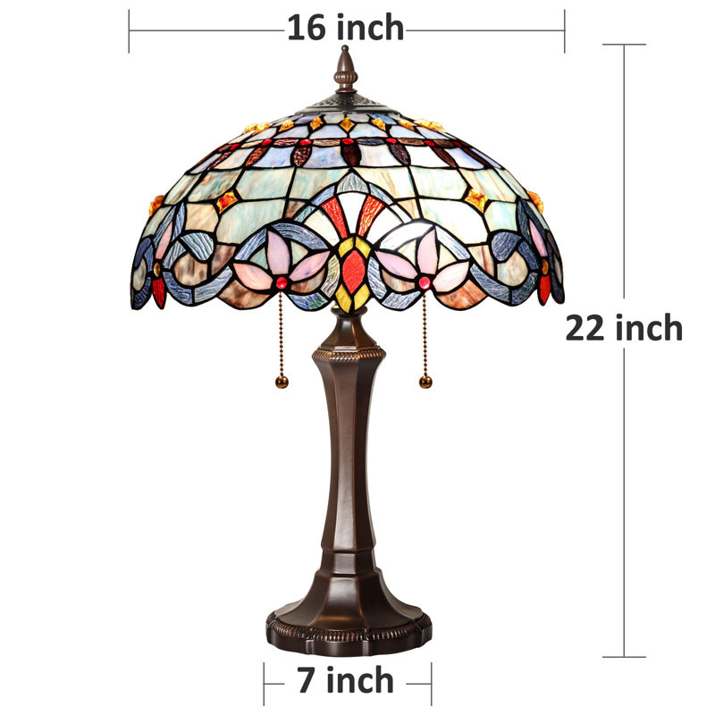 Tiffany Lamp Reading Table Lamp 2-Light 16x16x22 Inches Traditional Handicrafts Antique Art Style Desk Lamp for Bedrooms Bedside Living Room Home Office