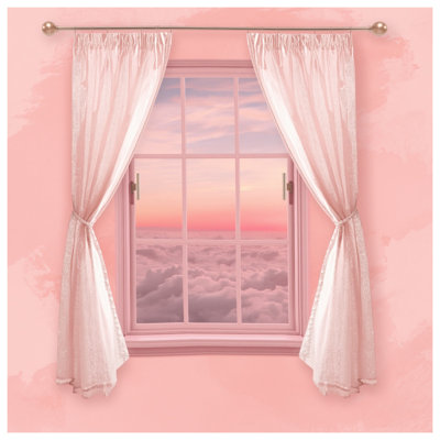 Édredon rose pour fenêtre