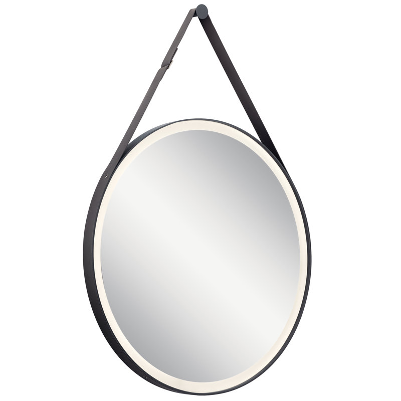 Saguache Leather Frame Round Wall Mirror