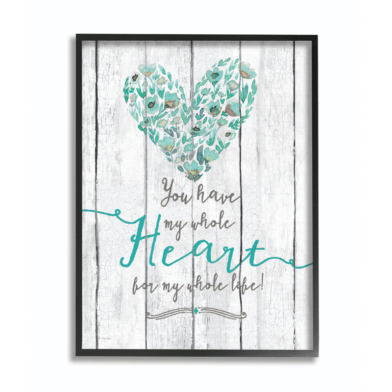 «My Whole Heart» - impression d'art graphique, H 24 po x l 30 po, Giclée encadrée noir minuit