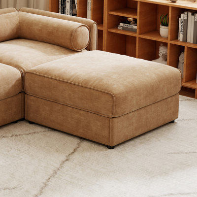 Chenille Fabric Storage Ottoman Bench With Hidden Compartment, Multi-Functional Footrest Stool For Living Room, Bedroom, Or Office, Stylish And Space-Saving Design