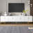 White And Gold Tv Stand With Metal Legs Adjustable Shelves, 80'' Console Geometric Lines Cabinets Patterns Designs Shelves Cabinet