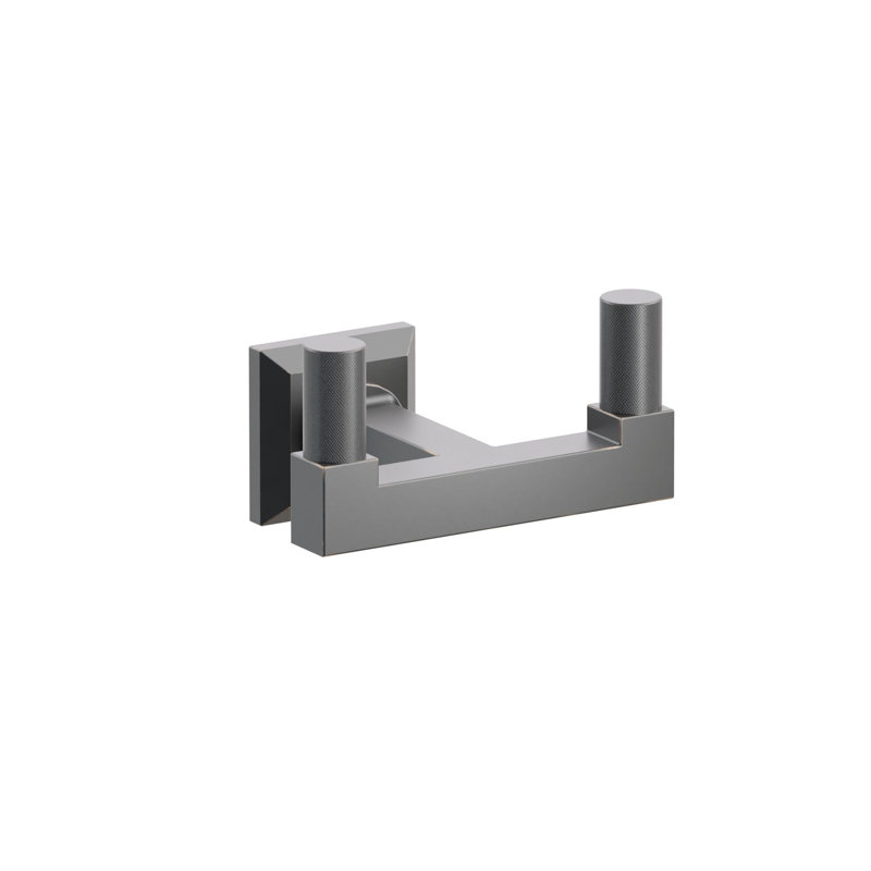 Emtek Select Double Hook w/ Chamfered Square Rosette, Square Stem & Knurled Tip, Oil Rubbed Bronze