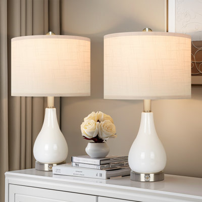 Alysiana Ceramic Touch Control Dimmable Table Lamp With USB