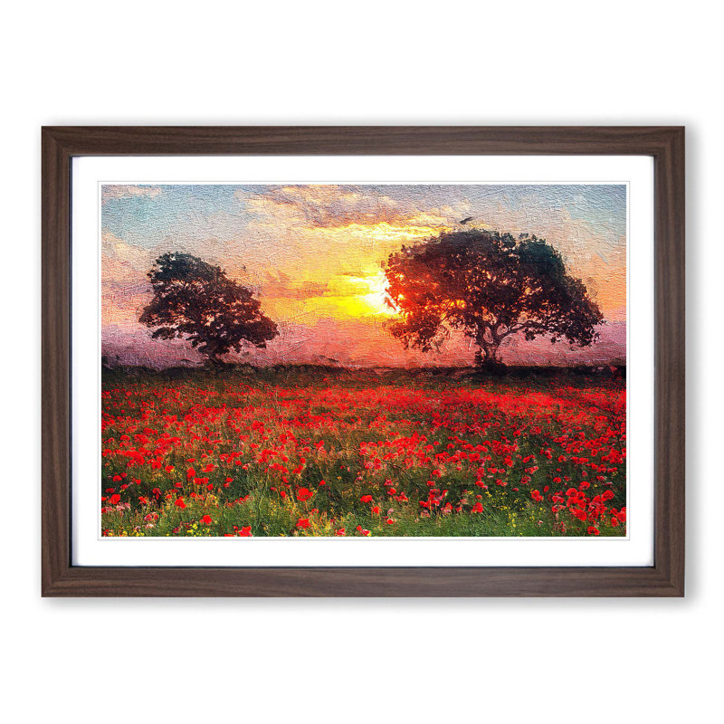 Poppy Meadow - Picture Frame Painting Print, 27cm H x 36cm W x 2cm D, Walnut Framed