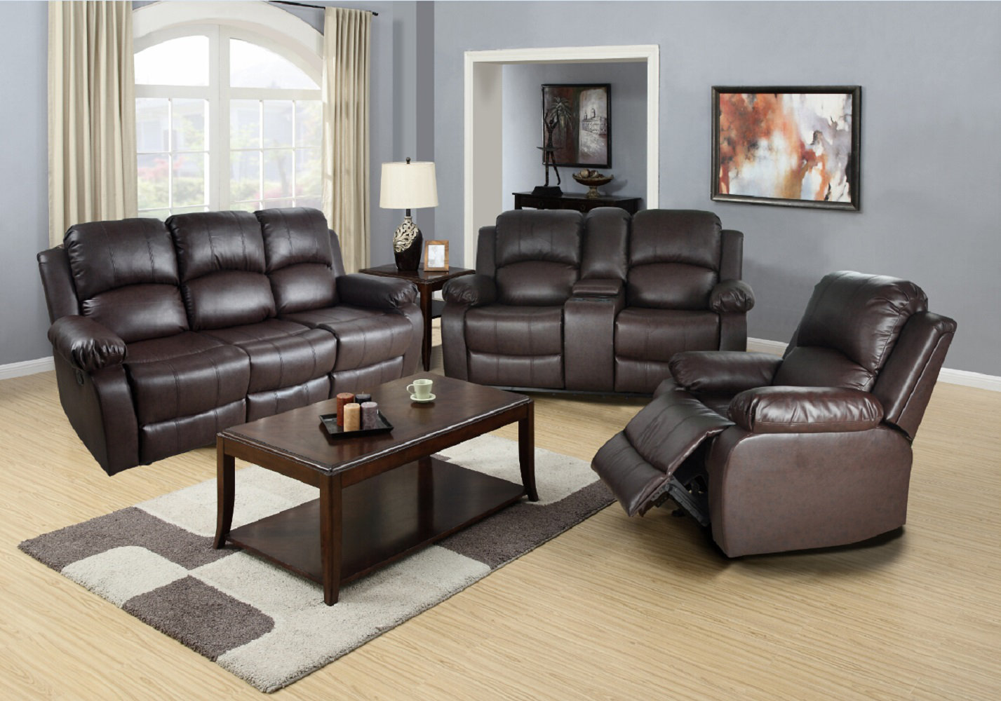 Red Barrel Studio® 3 Piece Faux Leather Reclining Living Room Set ...