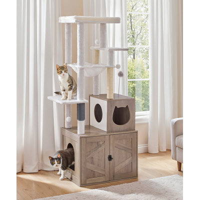 Neligh 59.4'' Tall Cat Tree with Litter Box Enclosure