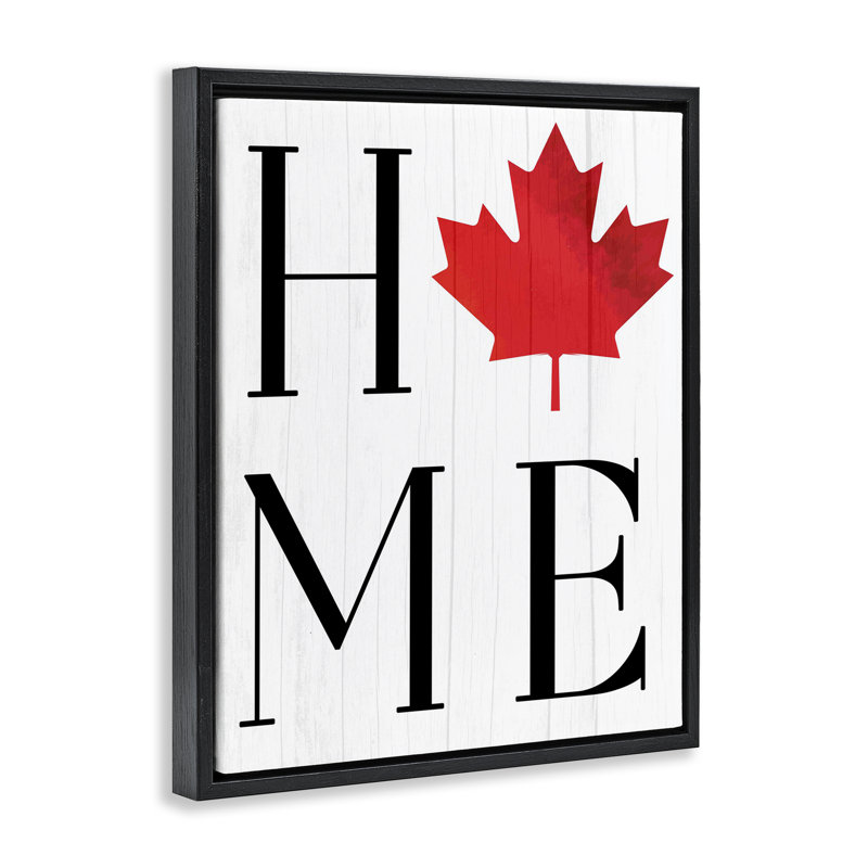 Home with Maple Leaf Floating Frame, design by Lil' Rue, Jet Black Floater Frame, 21" H x 17" W