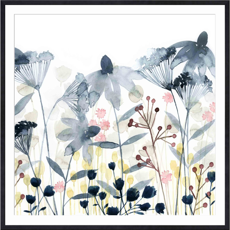 «Layered Gardens II» par Grace Popp - peinture encadrée, H 30 po x l 30 po, Noir