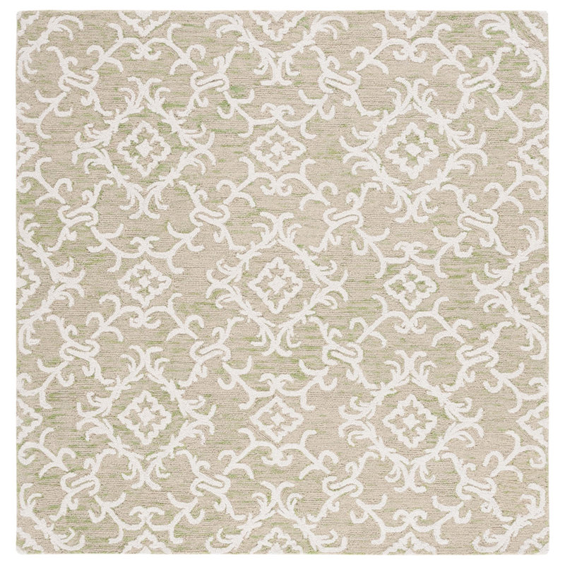 Imanol Hand Tufted Wool Damask Rug, Square 6'