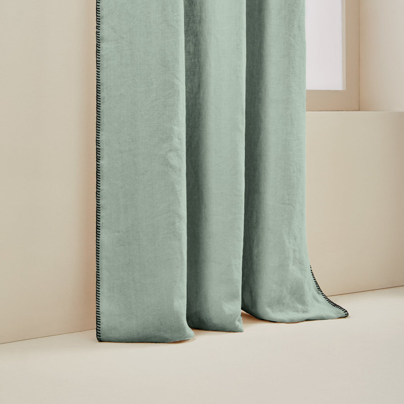 Nino Linen Curtain Single Panel, Blue Green, 135 x 350cm