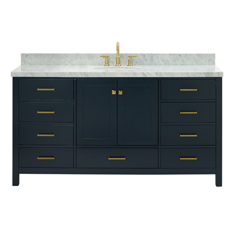 Meuble-lavabo simple 67 po avec dessus Cambridge, Bleu minuit