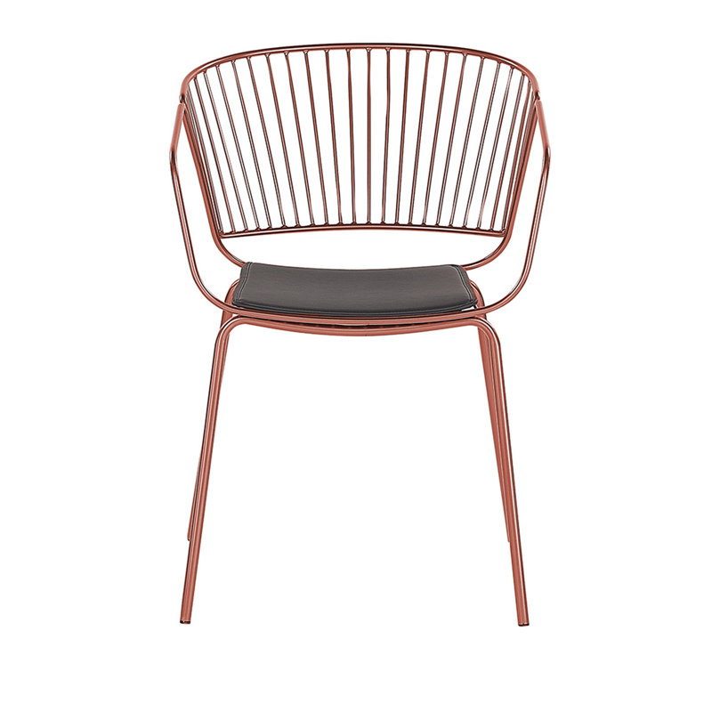 Boghos 44cm H Metal Slat Back Armchair, Copper