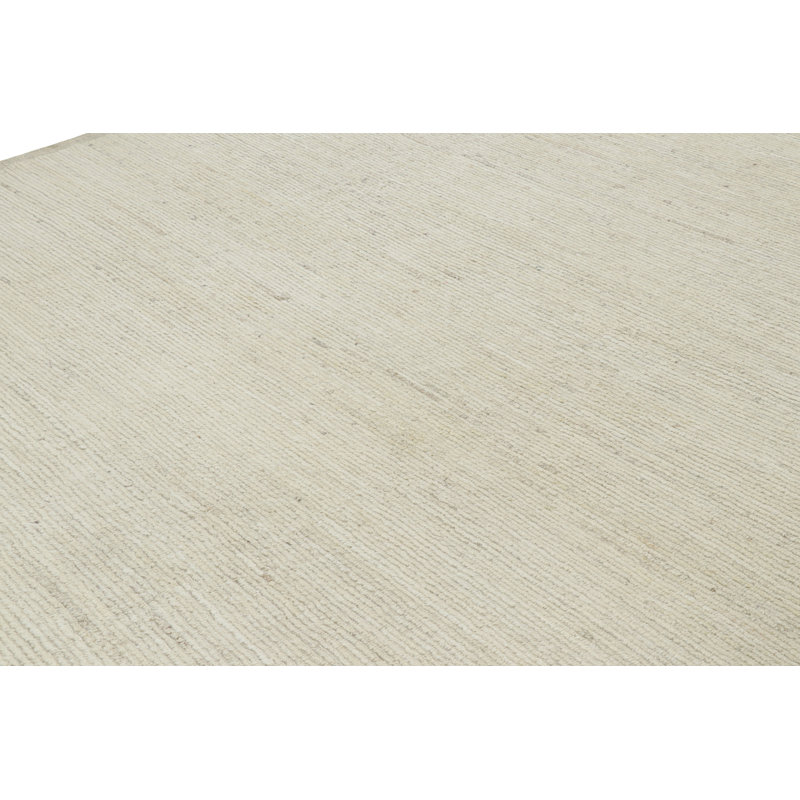Rug & Kilim’S Extra-Long Kilim Runner Rug With White Textural Stripes And Striae, Rectangle 9'3" x 12'3"