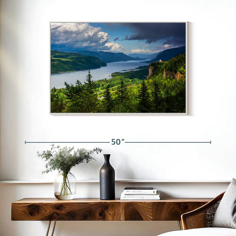 Columbia River Gorge View, Cadre flottant blanc, 37 po x 25 po