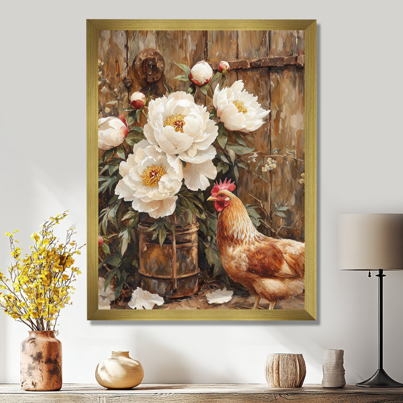 Ecker - Floral Wall Art, 44" H x 34" W, Framed Print without Mat, Gold