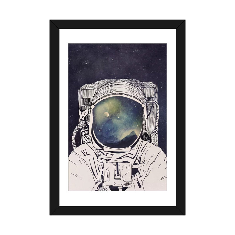 «Dreaming of Space», impression sur toile tendue, H 24 po x l 16 po x P 1 po, Papier d'art encadré noir, Blanc