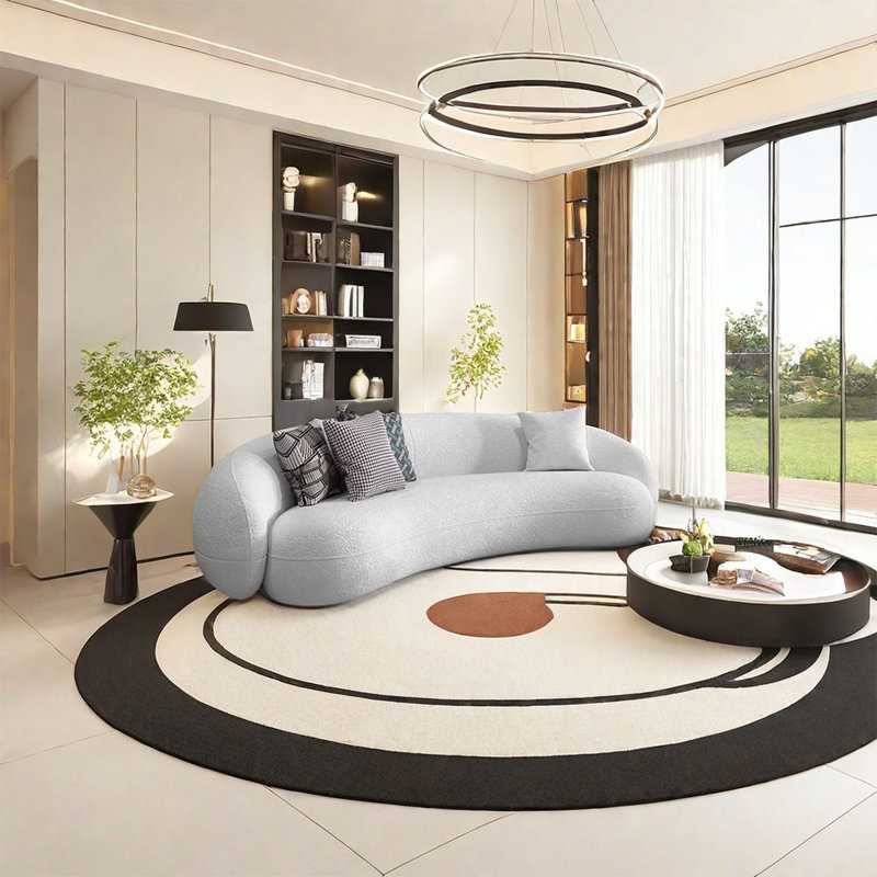 Canapé demi-cercle, 4, Gris beige, H 24,8 po x l 94,49 po x P 35,43 po