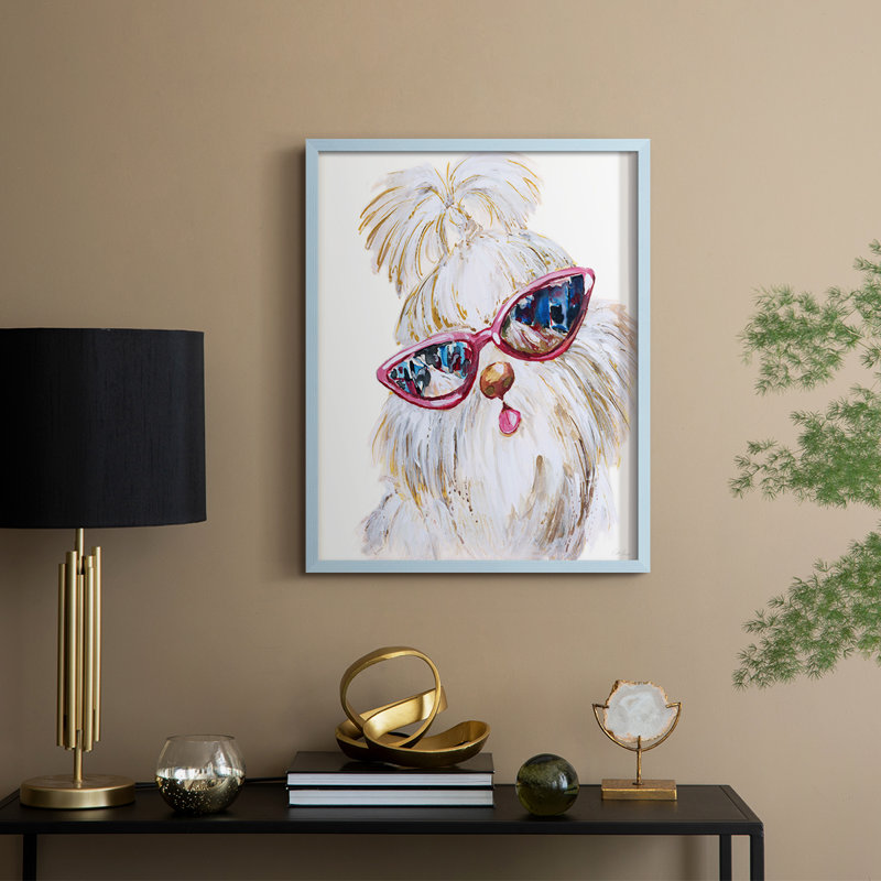 Shi Tzu Shades, reproduction encadrée - bois massif, H 30 po x l 24 po, Bleu