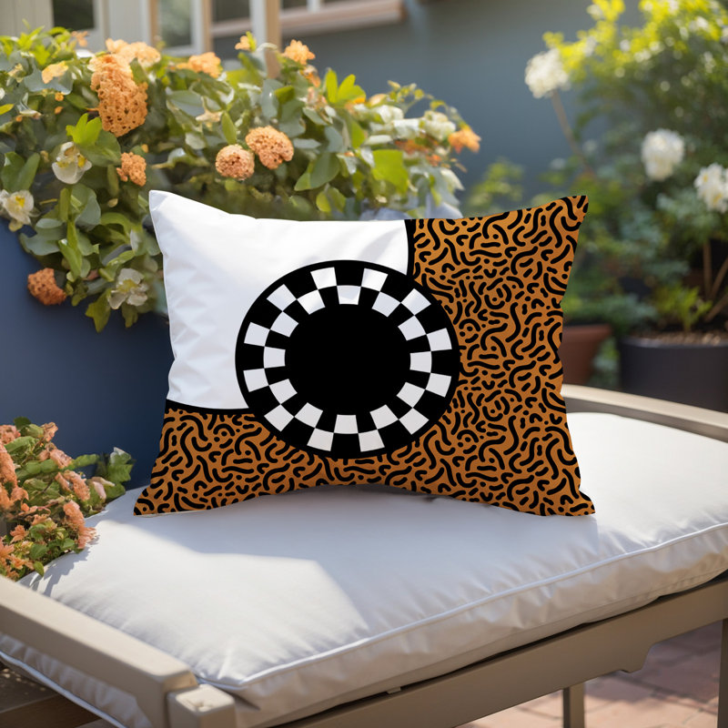 Coussin lombaire réversible Vibra Abstract, Rectangle H 18 po x l 25 po, Orange