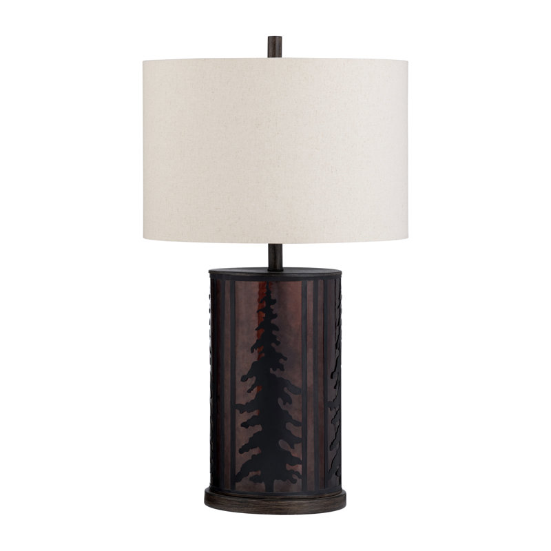 32" Metal Table Lamp With Cream Shade