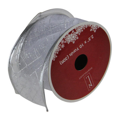 Bobines de ruban d'artisanat de Noël à fil d'argent Club Shimmering - 2,5 po x 120 verges