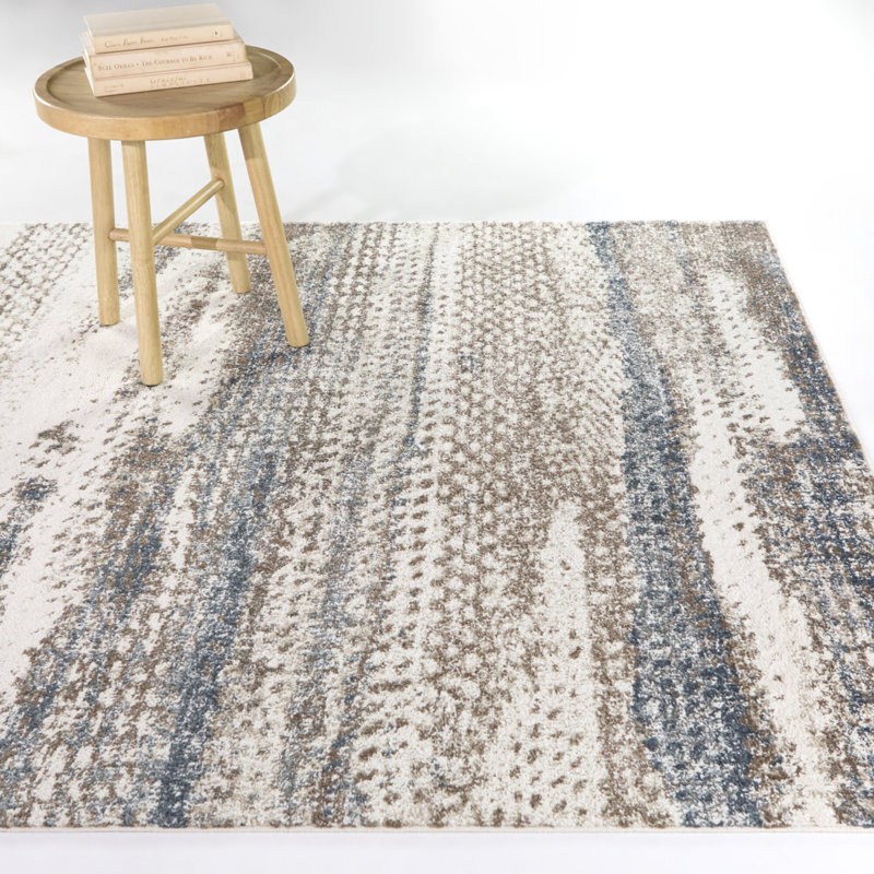 Ridgway Beige/Blue Abstract Area Rug, 5'3" x 7'