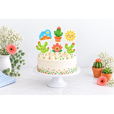 Petits décorations de gâteaux du désert de cactus, gâteaux de fête de naissance de fleur de lime corail, choix de papier cartonné