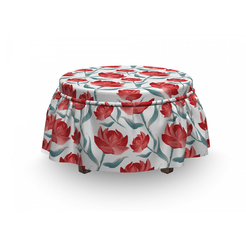 Housse pour repose-pieds rose fleuri
