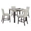 Table de salle à manger à hauteur de comptoir moderne en faux marbre avec 4 tabourets