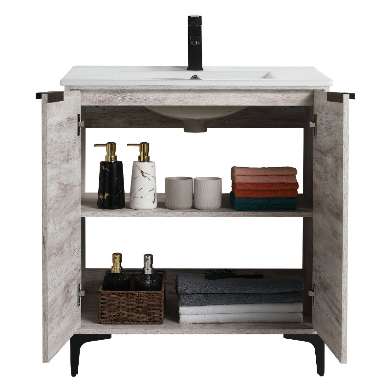 Ensemble de meuble-lavabo simple 30 po Deaunte, Noir mat