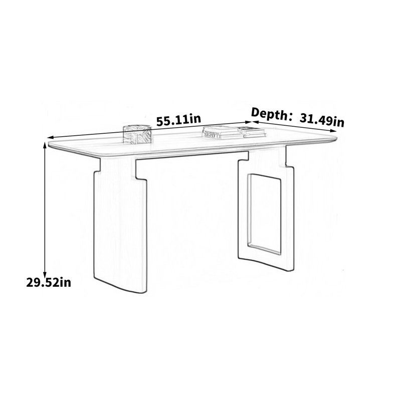 Table de salle à manger rectangulaire rétro, H 29,52 po x L 55,11 po x l 31,49 po
