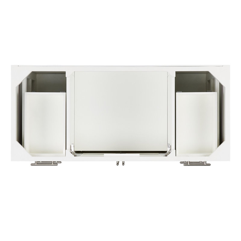 48" Bright White Mahogany Vanity with Carrara Marble Top