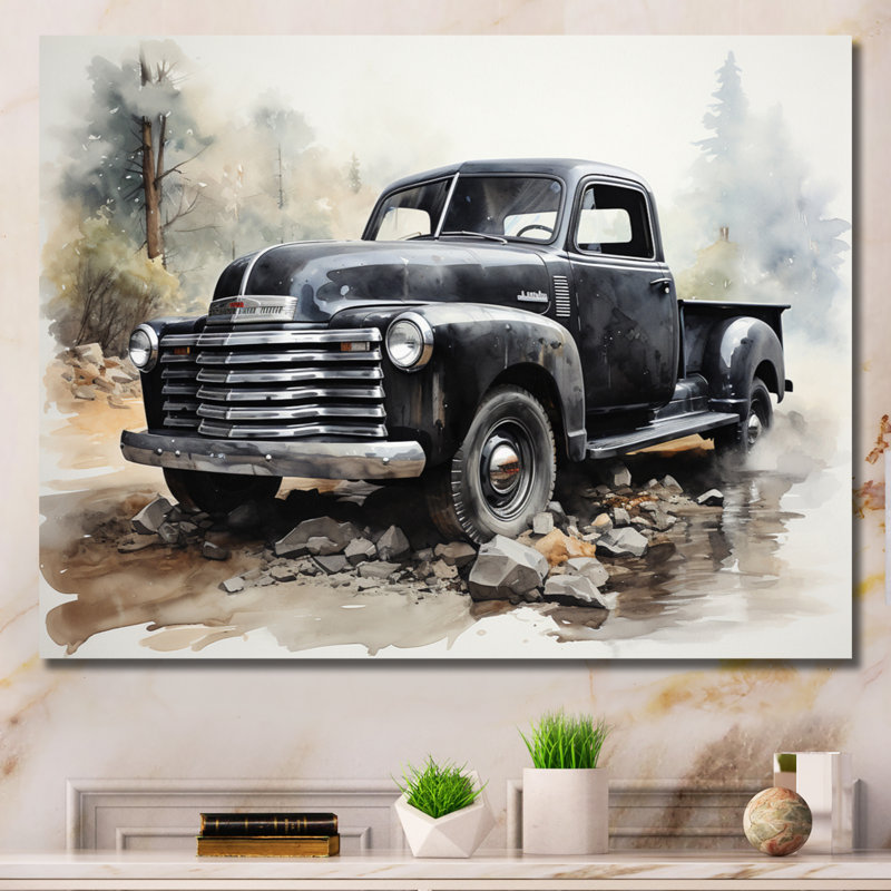 «Javondre Grey Minimalist Pickup», reproduction sur toile, Toile tendue, H 12 po x l 20 po x P 1 po