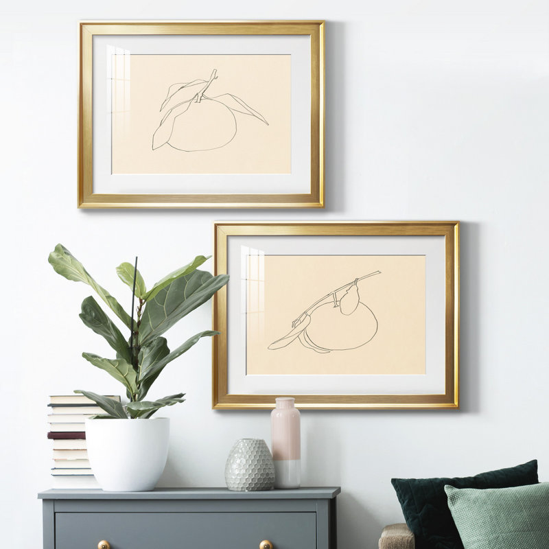 Citrus Contour I - ensemble de 2 reproductions de cadres photo, H 30,5 po x l 45 po x P 1 po, Cadre doré