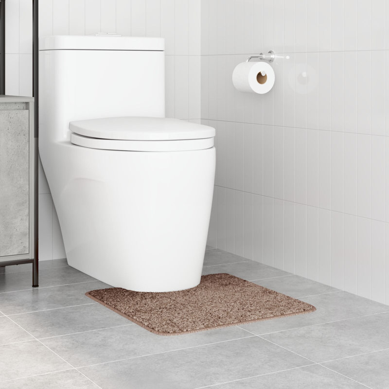 Small Non-Slip Bath Mat Rectangular Modern, Brown