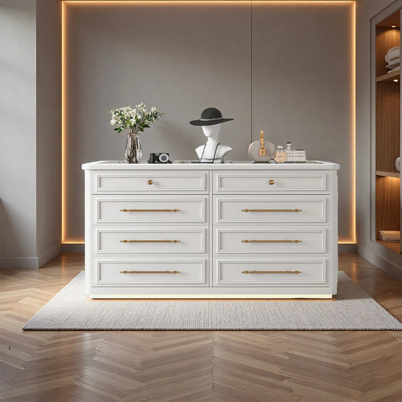Élégante vitrine pour îlot de vente au détail parfaite pour les bijoux et les vitrines de boutique, Blanc