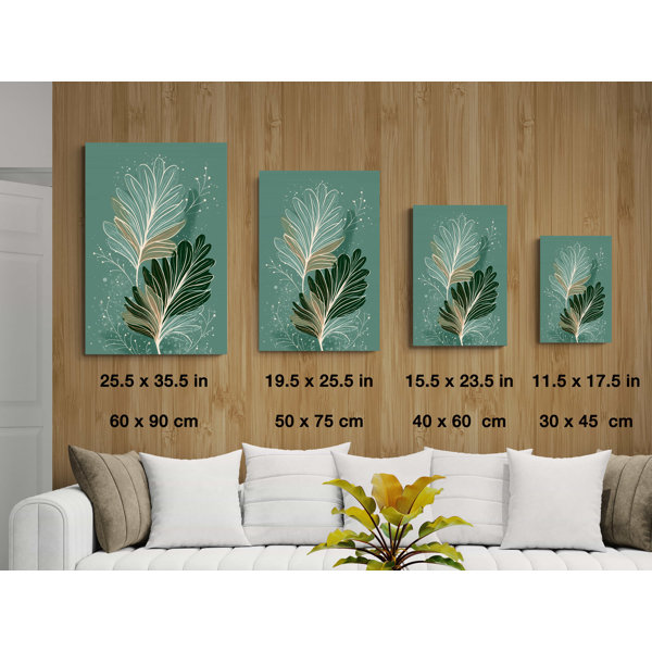 Latitude Run® Modern Botanical Tempered Glass Wall Art - Abstract Leaf ...