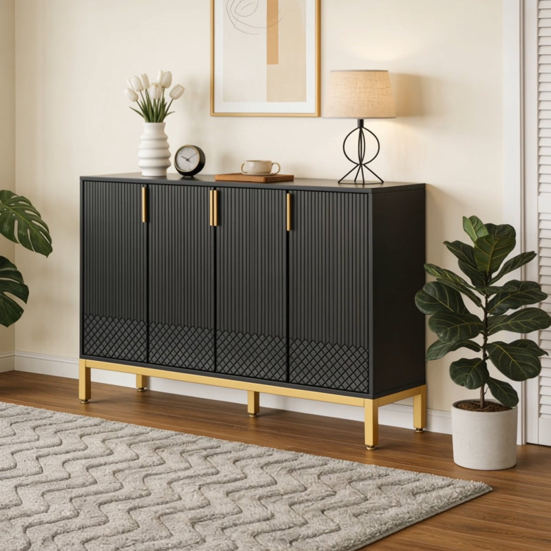 Buffet Modern, buffet de luxe 59 po avec 4 portes