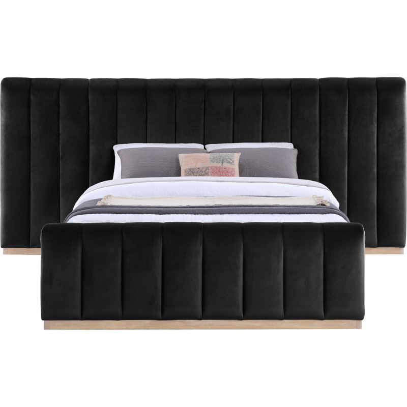 Amara Velvet Bed, Queen, Black Velvet