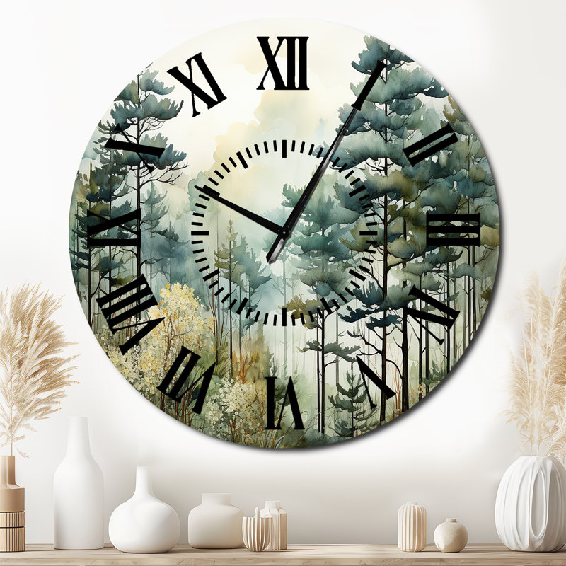Horloge murale Tonalis Whispering Pines Pointillism I, Surdimensionné